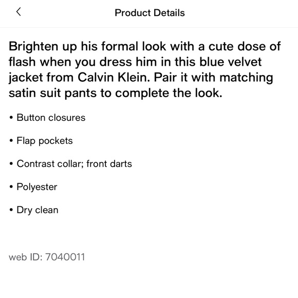 Calvin Klein Blue Velvet Dinner Jacket - Picture 5 of 6